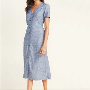 Old Navy - Button Front Linen Blend Midi Dress